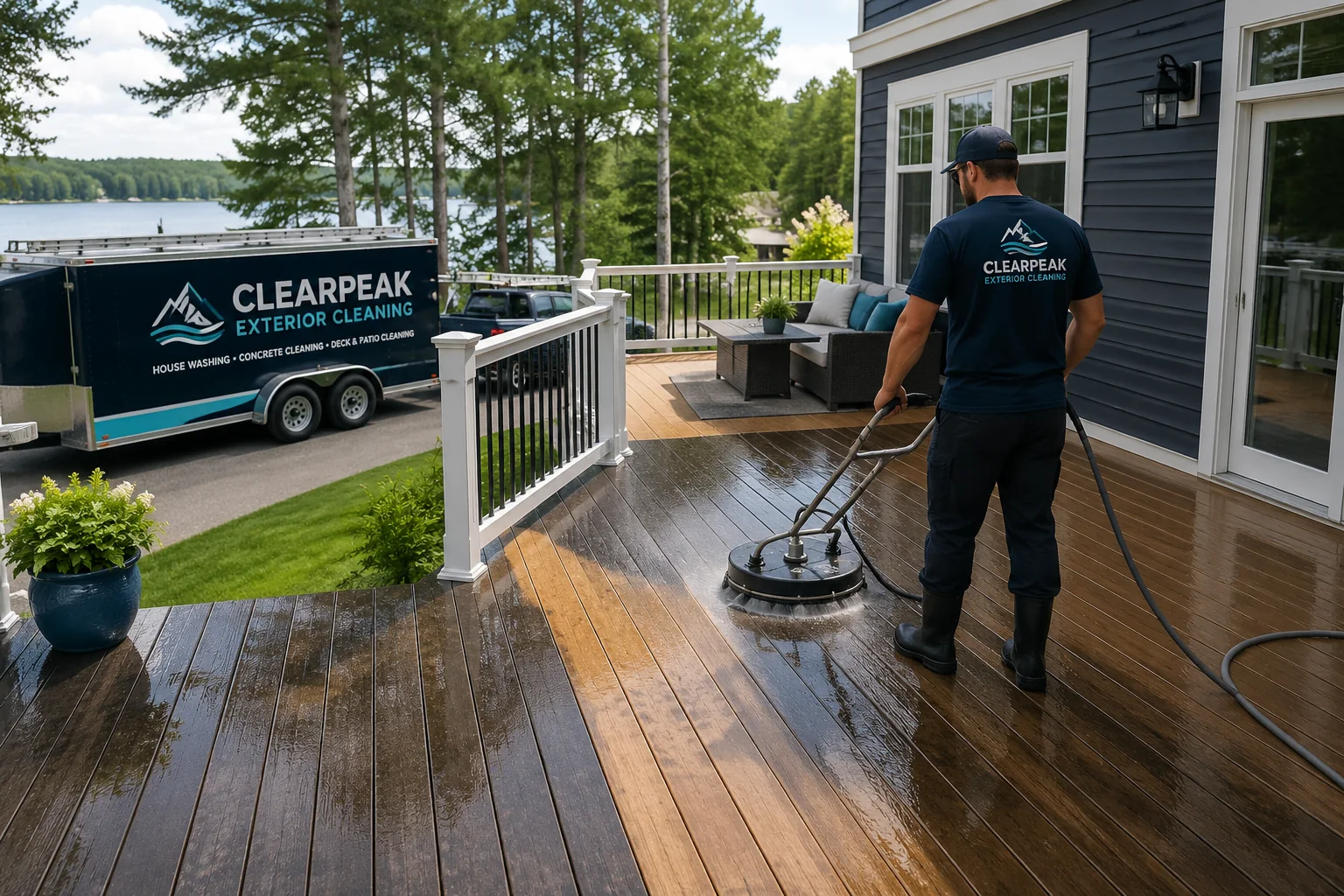 Professional deck and patio cleaning at a Arkansas home